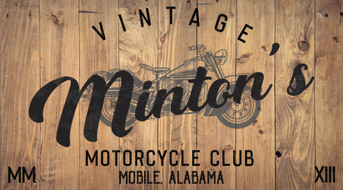 Vintage Motorcycle Club- Personalized Motorcycle Sign