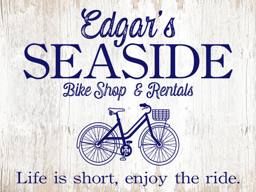 Vintage Seaside Bike Rentals - Personalized Beach Sign