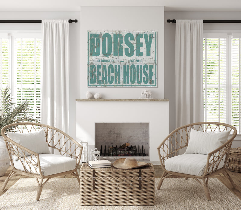 Vintage Urban Beach House  - Personalized Beach Sign