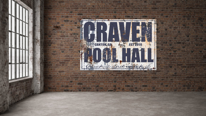 Urban Pool Hall - Personalized Billiards Name Sign
