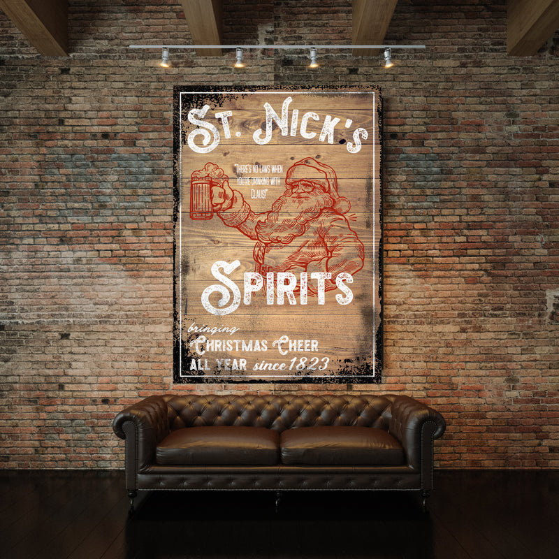 St. Nick's Spirits - Christmas Santa Sign