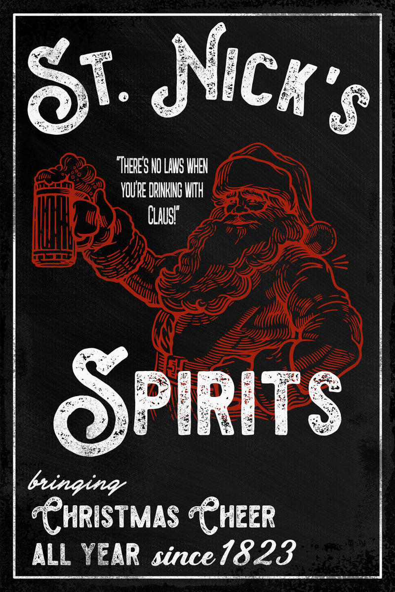 St. Nick's Spirits - Christmas Santa Sign