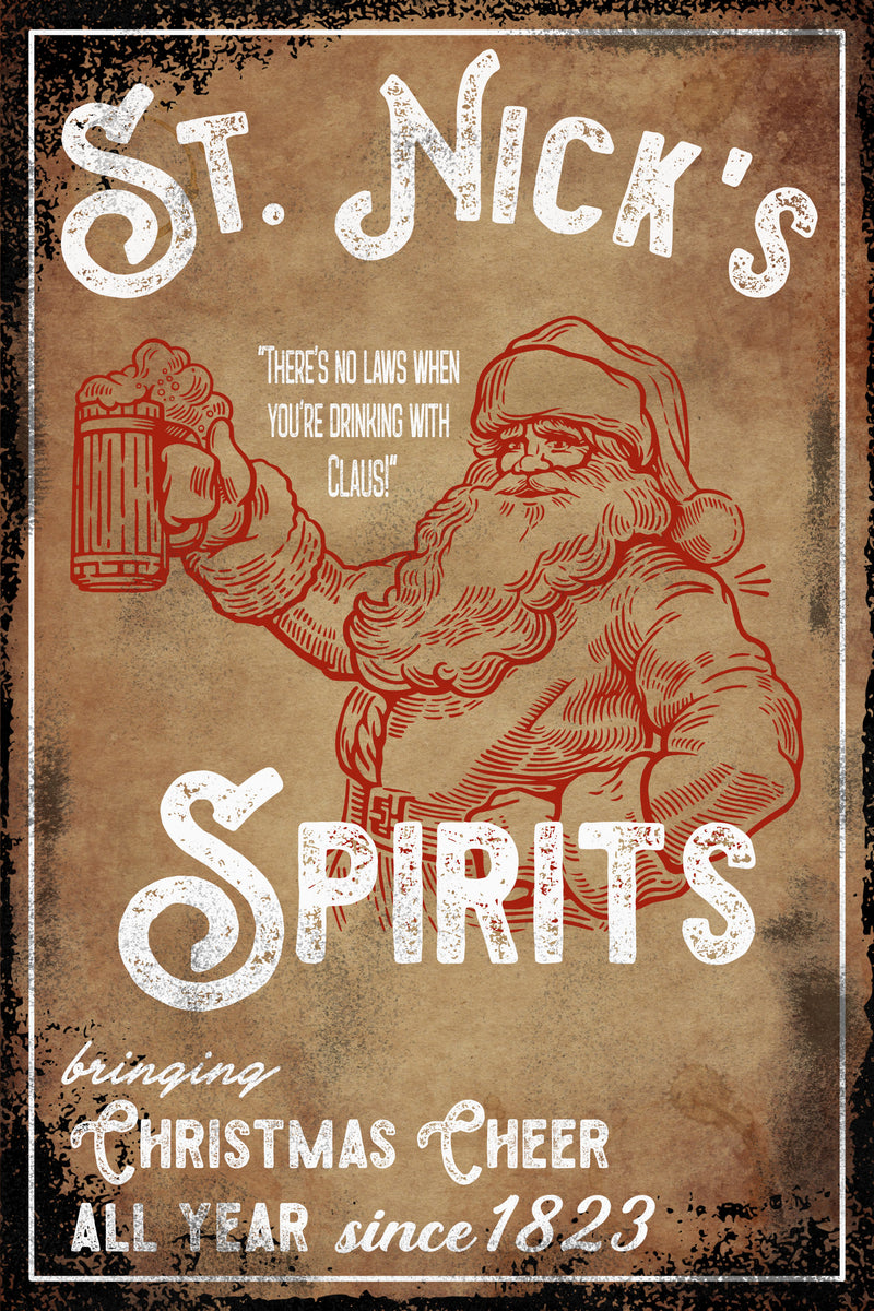 St. Nick's Spirits - Christmas Santa Sign